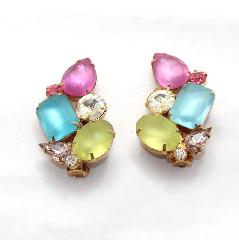 Pastel Emerald Cut Frosted Earrings Clip