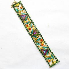 Green Triangle Multi-Color/Shaded Bracelet Flat Push In