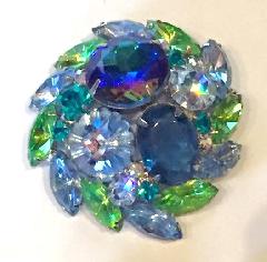 Blue Oval Rivoli/Margarita Brooch