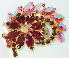 Red Navettes Brooch