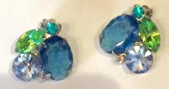 Blue Oval Earrings Clip