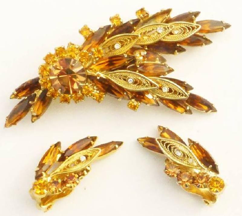 Front view of Topaz Navettes Brooch