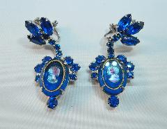 Blue Oval Molded/Cut Earrings Clip