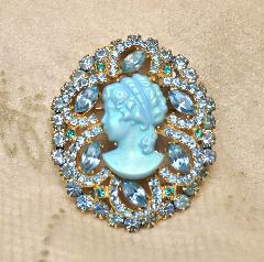Blue Navettes Molded/Cut Brooch
