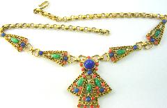 Multiple Colors Cabochons Plastic Necklace