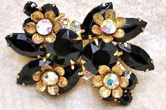 Black (jet) Navettes Brooch