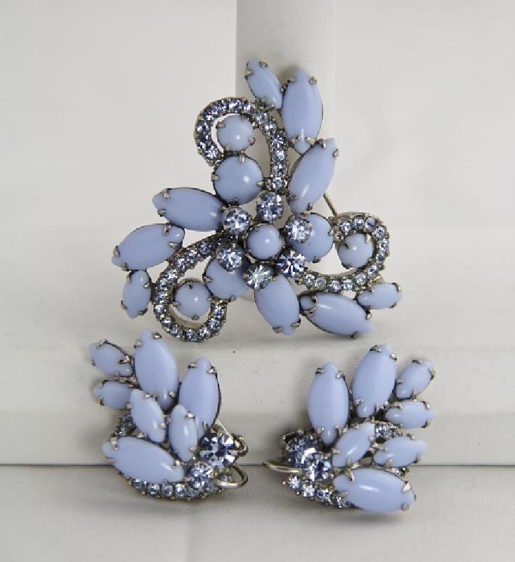 Front view of Blue Navettes Brooch