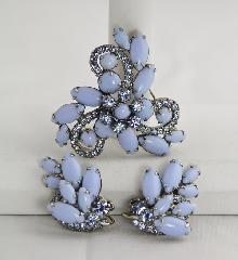 Blue Navettes Earrings Clip