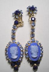 Blue Oval Molded/Cut Earrings Clip