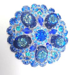 Blue Oval Molded/Cut Brooch