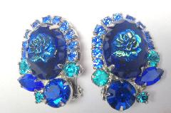 Blue Oval Molded/Cut Earrings Clip