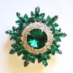 Green Navettes Rivoli/Margarita Brooch