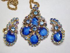 Blue Pear Striped Pin Pendant