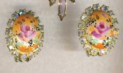 AB Cabochons Painted (hand/Transfer) Earrings Clip