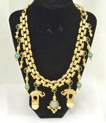 Turquoise Cabochons Molded/Cut Necklace