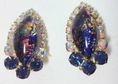 Blue Navettes Multi-Color/Shaded Earrings Clip