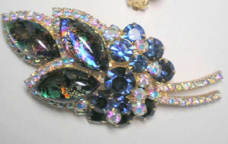 Front view of Blue Navettes Multi-Color/Shaded Brooch