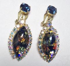 Blue Navettes Multi-Color/Shaded Earrings Clip