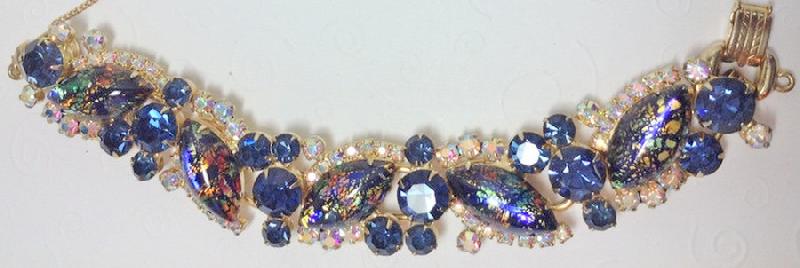 Front view of Blue Navettes Multi-Color/Shaded Bracelet 5 Link