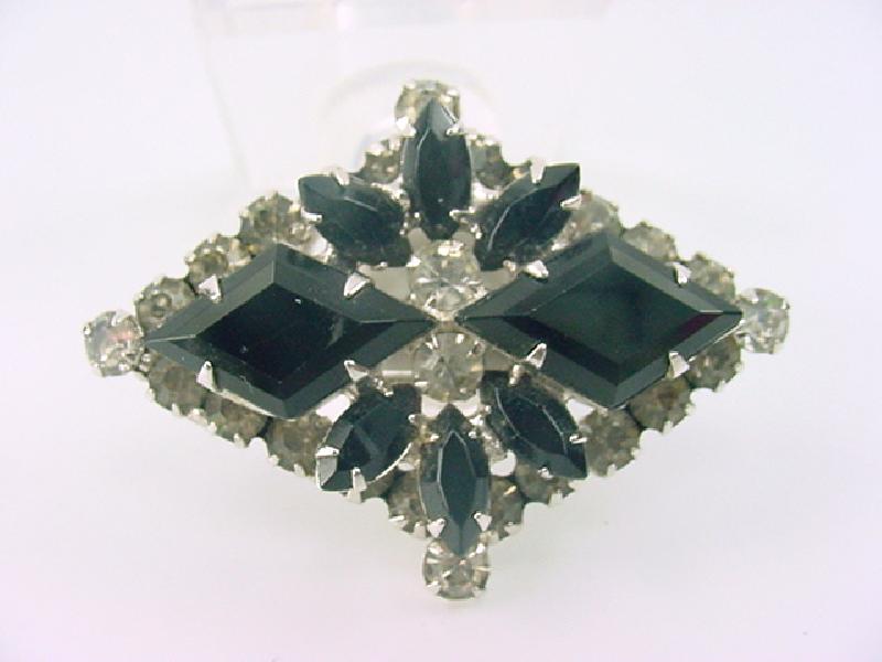Front view of Black (jet) Diamond Brooch