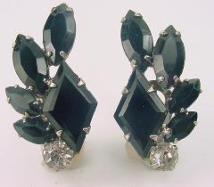 Black (jet) Diamond Earrings Clip