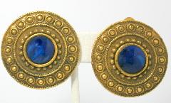 Blue Cabochons Earrings Clip