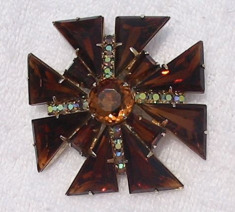 Front view of Topaz Triangle Brooch