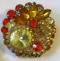 Yellow Navettes Rivoli/Margarita Brooch