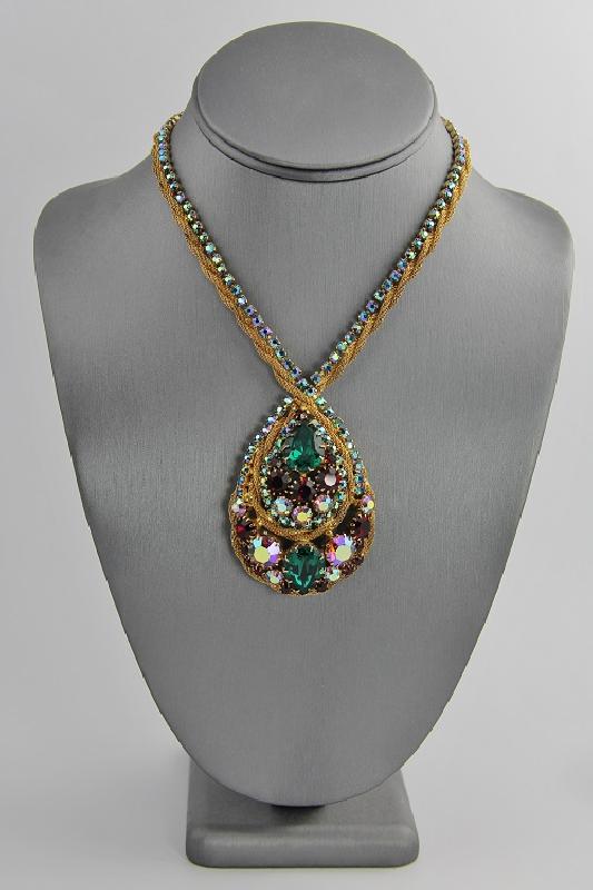 Front view of Multiple Colors Pear Necklace