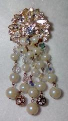 Clear Navettes Pearl Brooch