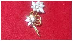 White (chalk Or Milk) Navettes Brooch