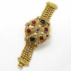 Red Cabochons Bracelet Flat Push In