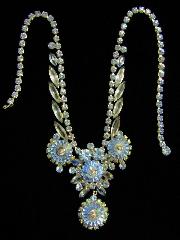 Blue Navettes Rivoli/Margarita Necklace