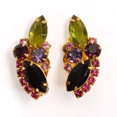 Multiple Colors Navettes Earrings Clip