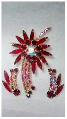 Red Navettes Brooch