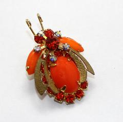 Orange Cabochons Brooch