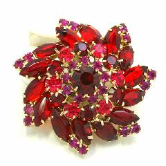 Red Navettes Brooch