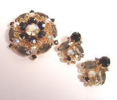Gray (black Diamond) Navettes Earrings Clip