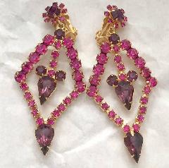 Purple (cardinal) Pear Earrings Clip