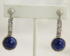 Blue Cabochons Earrings Clip