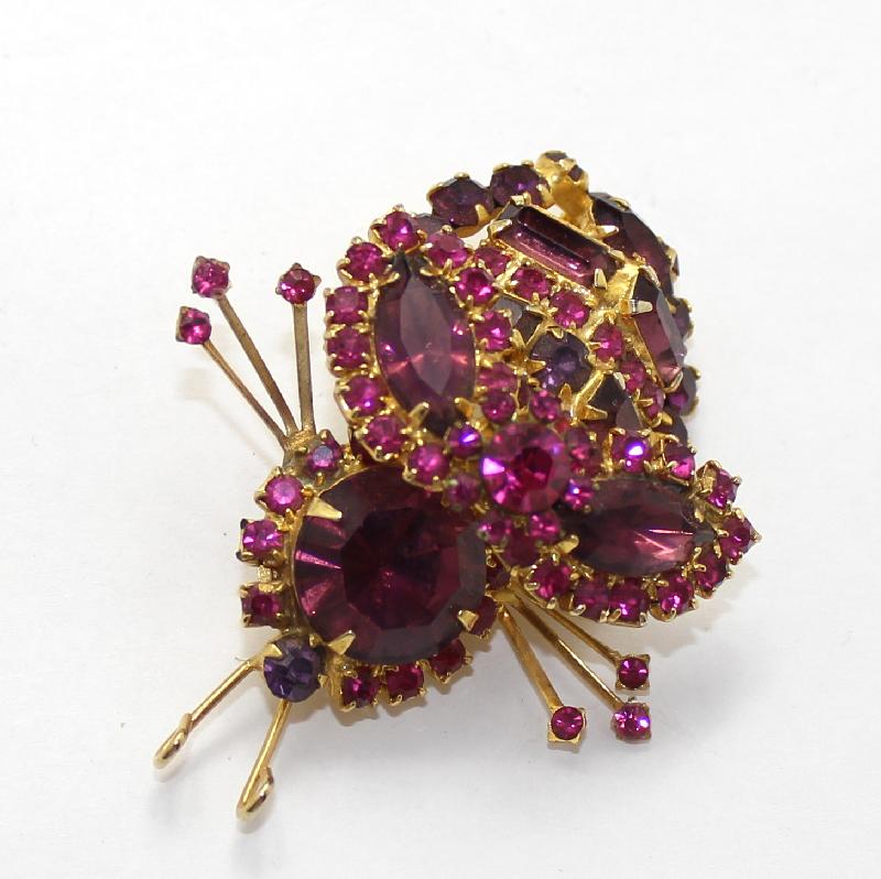 Front view of Purple (cardinal) Baguettes Brooch