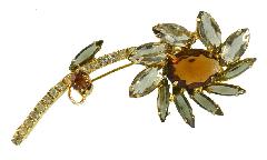 Gray (black Diamond) Navettes Brooch