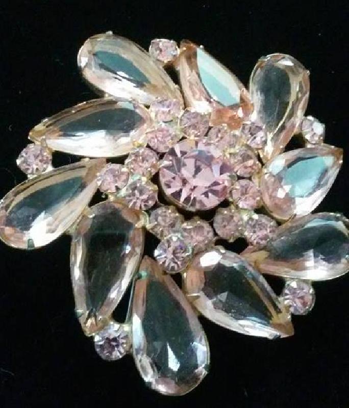 Front view of Pink Pear Brooch