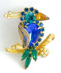 Blue Pear Brooch