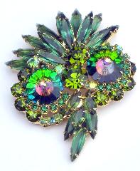 Green Navettes Rivoli/Margarita Brooch