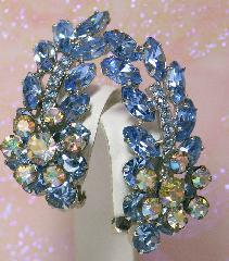 Blue Navettes Earrings Clip