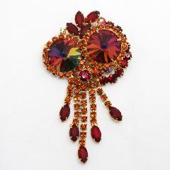 Red Navettes Rivoli/Margarita Pin Pendant