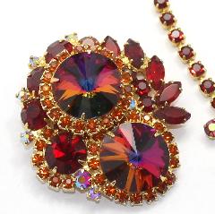 Red Navettes Rivoli/Margarita Brooch