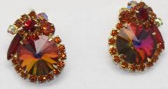 Red Navettes Rivoli/Margarita Earrings Clip