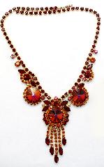 Red Navettes Rivoli/Margarita Necklace